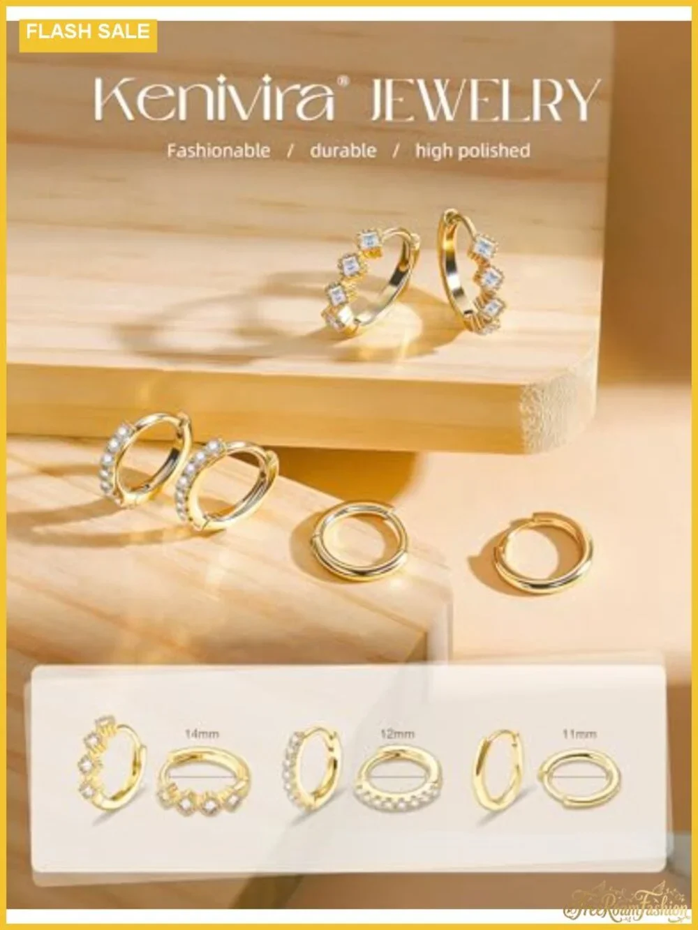 14K Gold Plated Chunky Huggie Hoop Earrings CZ Dangling Women